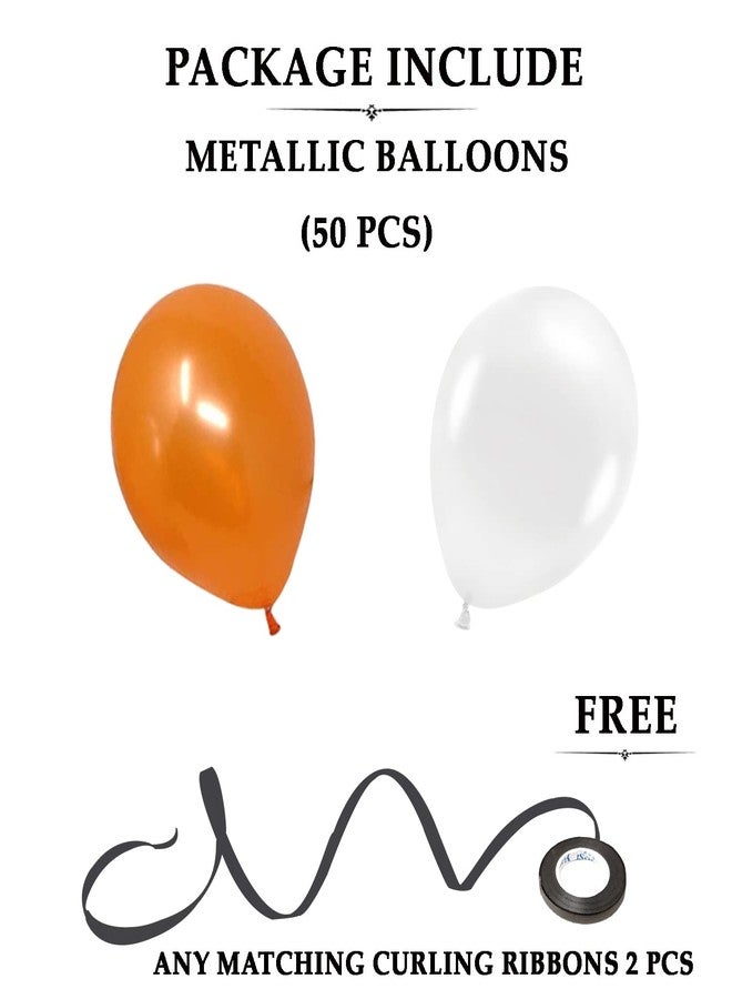 AMFIN® (Pack of 50) 10 inch Metallic Balloons Orange and White for Birthday Decoration, Decoration for Weddings, Engagement, Baby Shower, Anniversary Party, Theme - Orange & White - Image 5